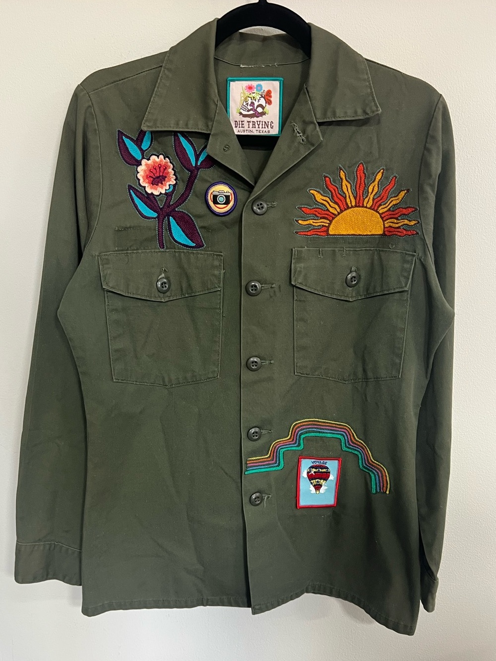 Die Trying Austin Texas Embroidered Shacket Shirt Jacket